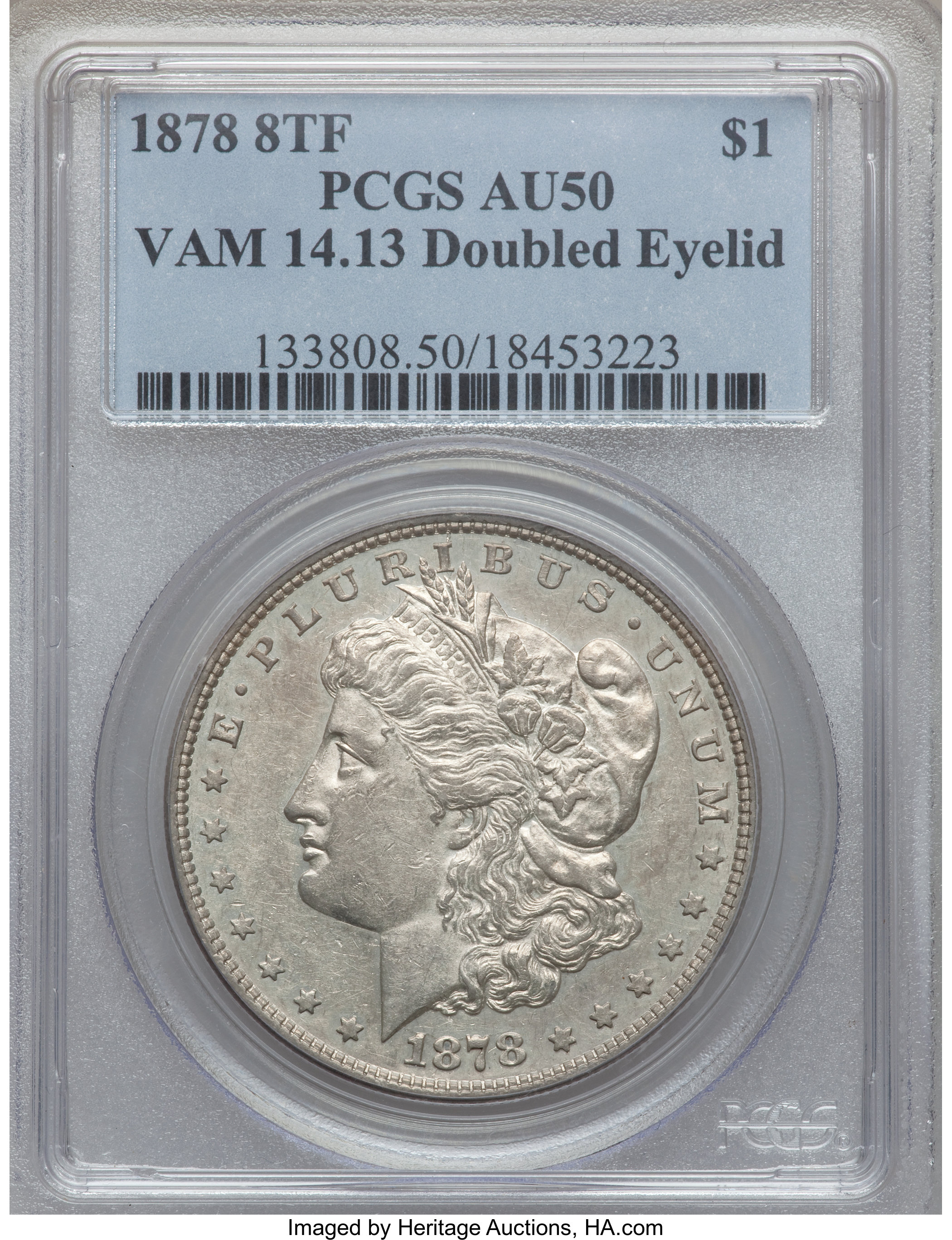 image for: 1878 8TF $1  AU50 PCGS. VAM-14.13....