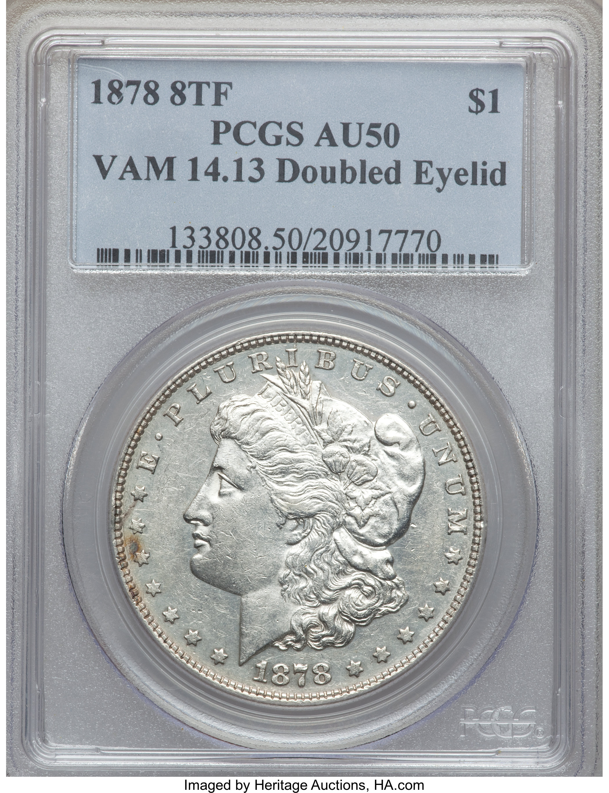 image for: 1878 8TF $1  AU50 PCGS. VAM-14.13....