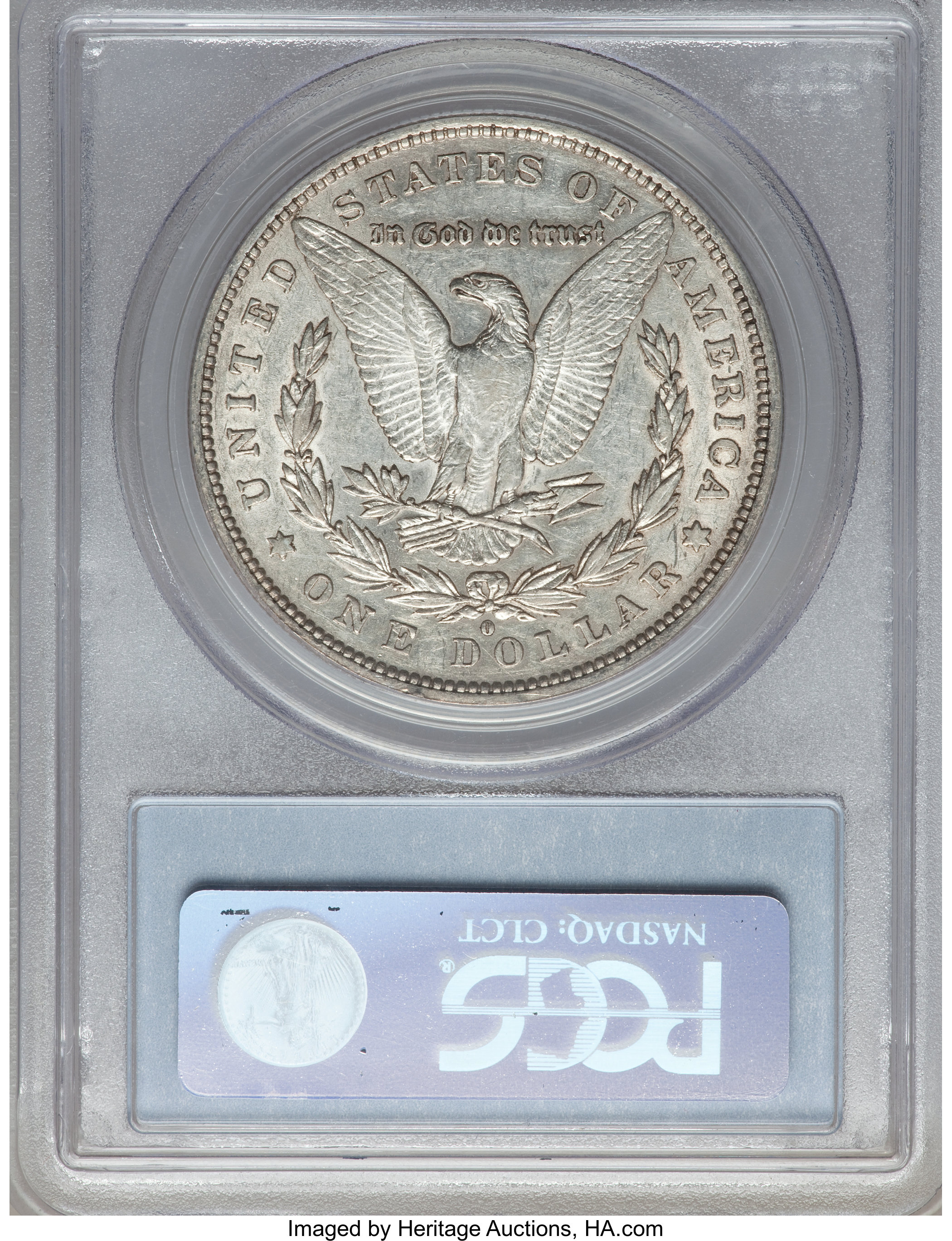 image for: 1879-O $1 O Over Horizontal O, VAM-28 AU50 PCGS. Top-100. PCGS Population (5/14). NGC Census: (0/0).From The Parcfeld C...