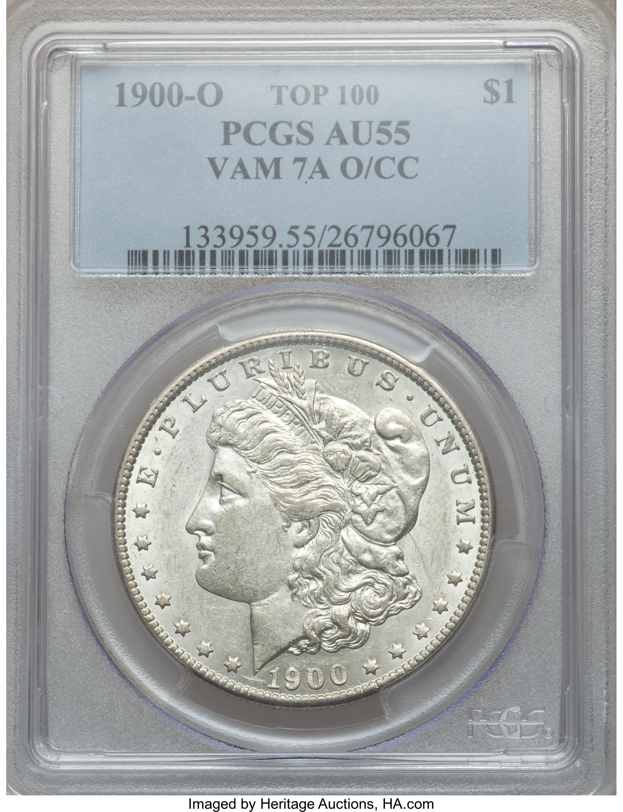 image for: 1900-O $1 O/CC, VAM-7A AU55 PCGS. Top 100. PCGS Population (2/1). NGC Census: (0/0).From The Parcfeld Collection....