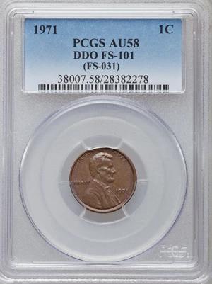 image for: 1971 1C Doubled Die Obverse AU58 PCGS. FS-101. (FS-031). PCGS Population (1/19). NGC Census: (0/0)....