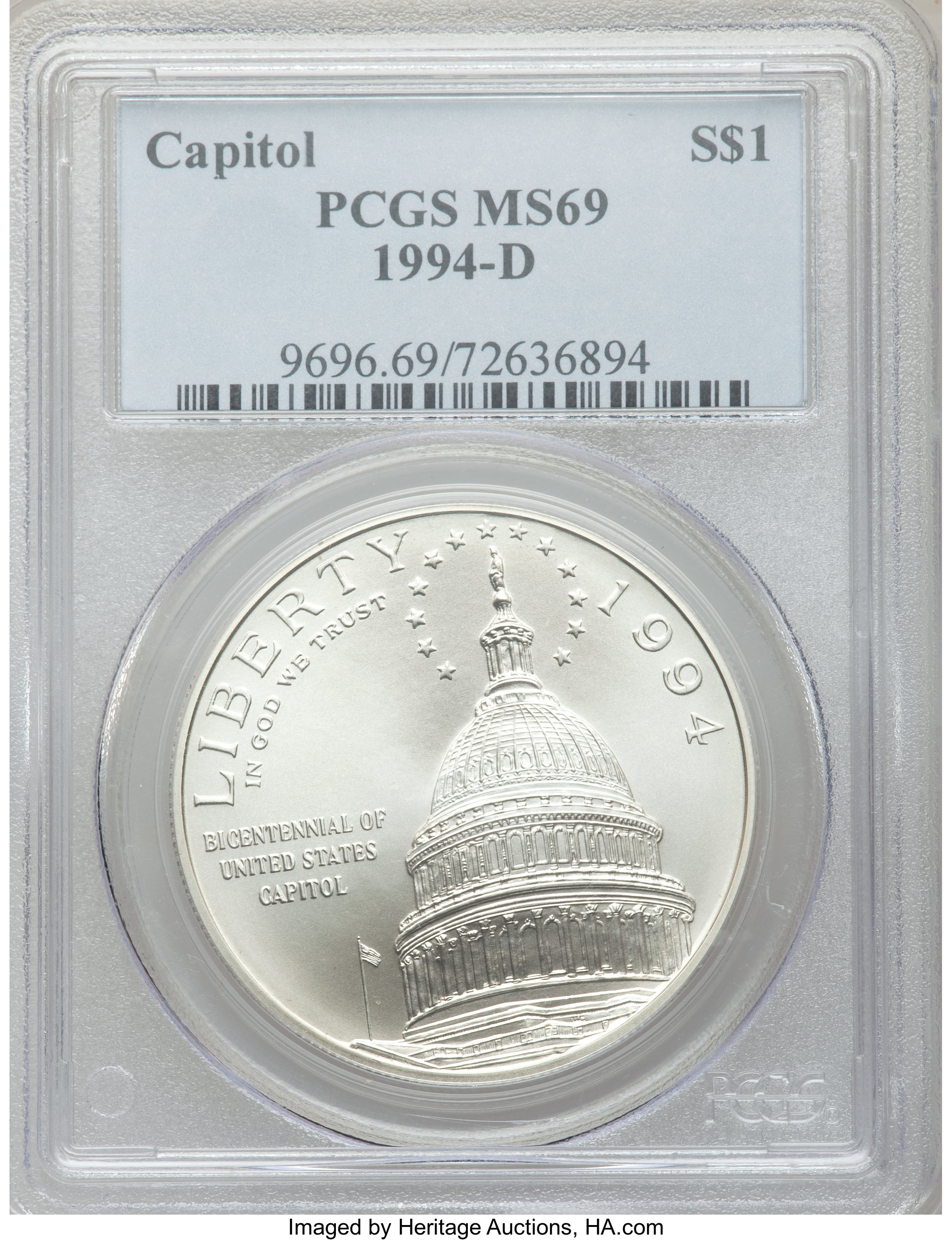 1994-D S$1 US Capitol Bicentennial MS64 thumbnail 4