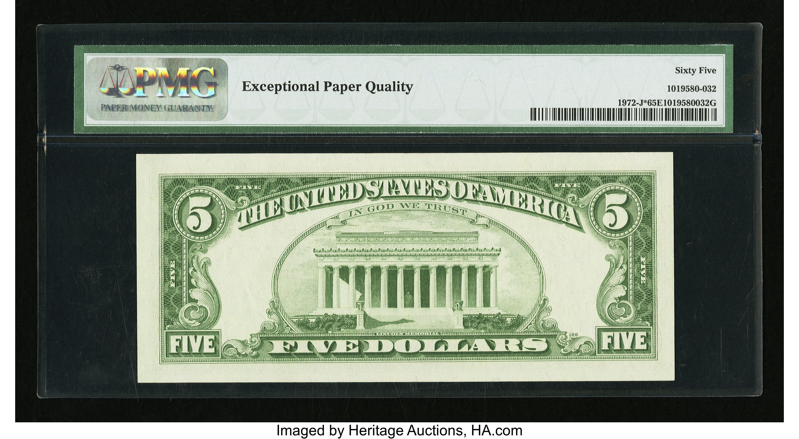 image for: Fr. 1972-J* $5 1969C Federal Reserve Note. PMG Gem Uncirculated 65 EPQ....