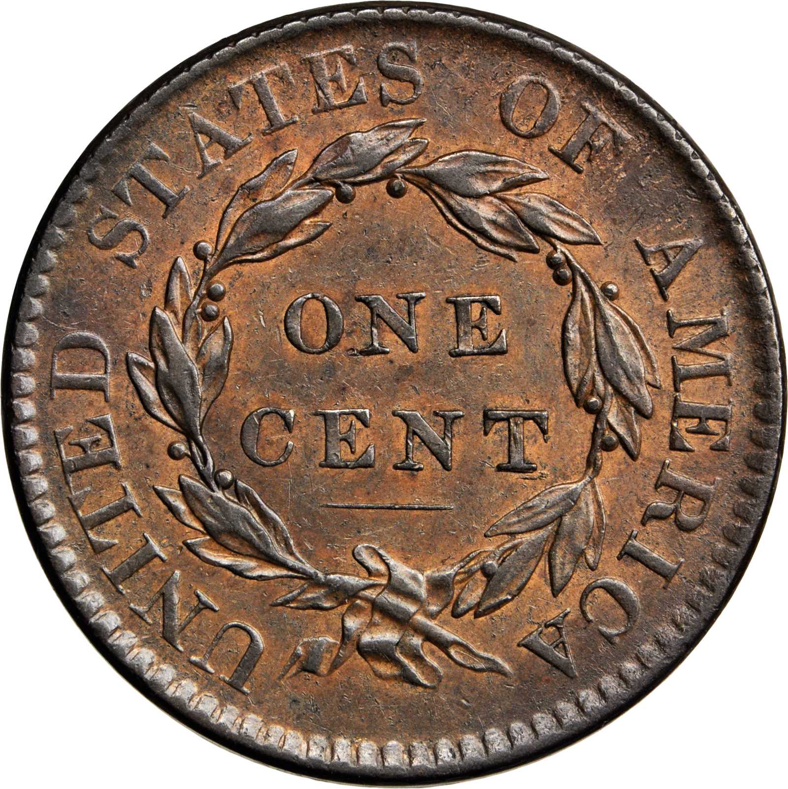 image for: 1820 Matron Head Cent. N-11. Rarity-2+. Noyes Die State A. Large Date. AU-53 (PCGS).