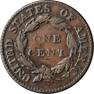 image for: 1821 Matron Head Cent. N-1. Rarity-1. Noyes Die State A. Fine-15 (PCGS).