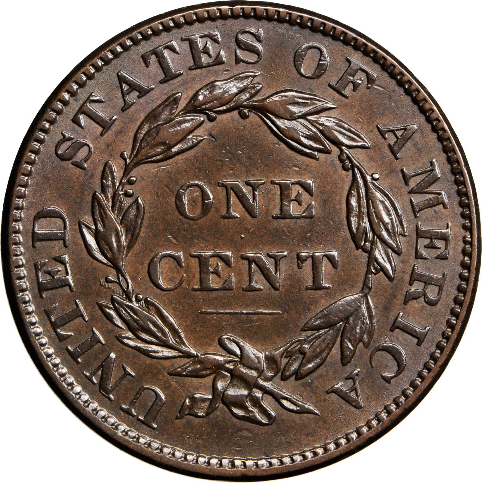 image for: 1837 Modified Matron Head Cent. N-6. Rarity-2. Plain Cord, Medium Letters. AU Details--Cleaning (PCGS).