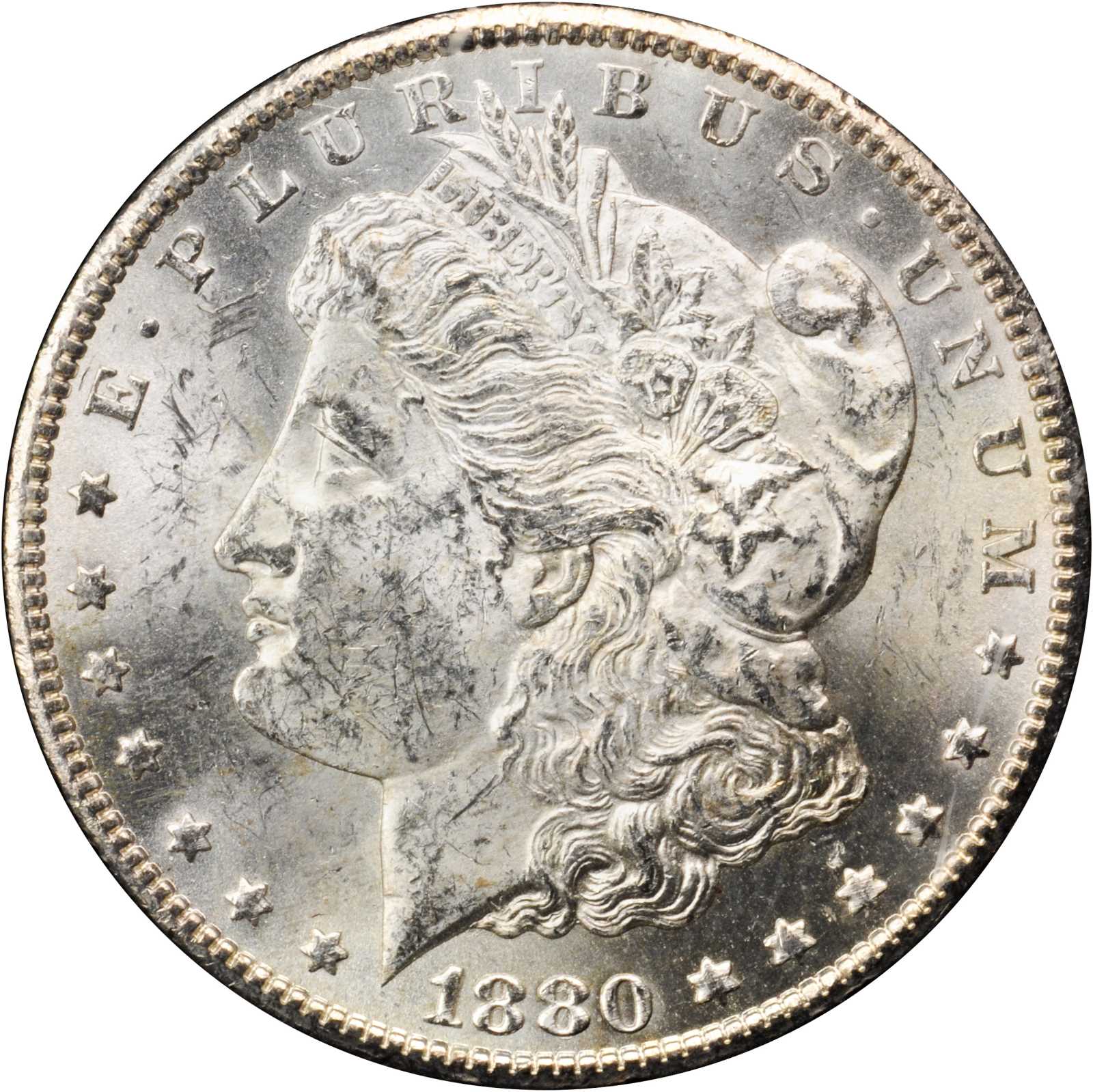 1880-CC GSA Morgan Silver Dollar. VAM-5. Top 100 Variety. 8/High 7. MS-61 (NGC).