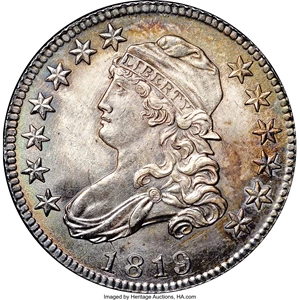 image for: 1819 25C Small 9 MS64+ NGC. CAC. B-3, R.1....