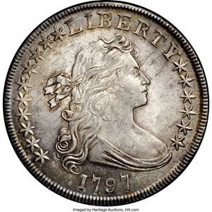 image for: 1797 $1 10x6 Stars, Large Letters MS64+ NGC. CAC. B-3, BB-71, R.3....