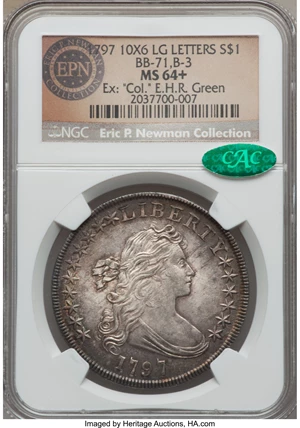 image for: 1797 $1 10x6 Stars, Large Letters MS64+ NGC. CAC. B-3, BB-71, R.3....