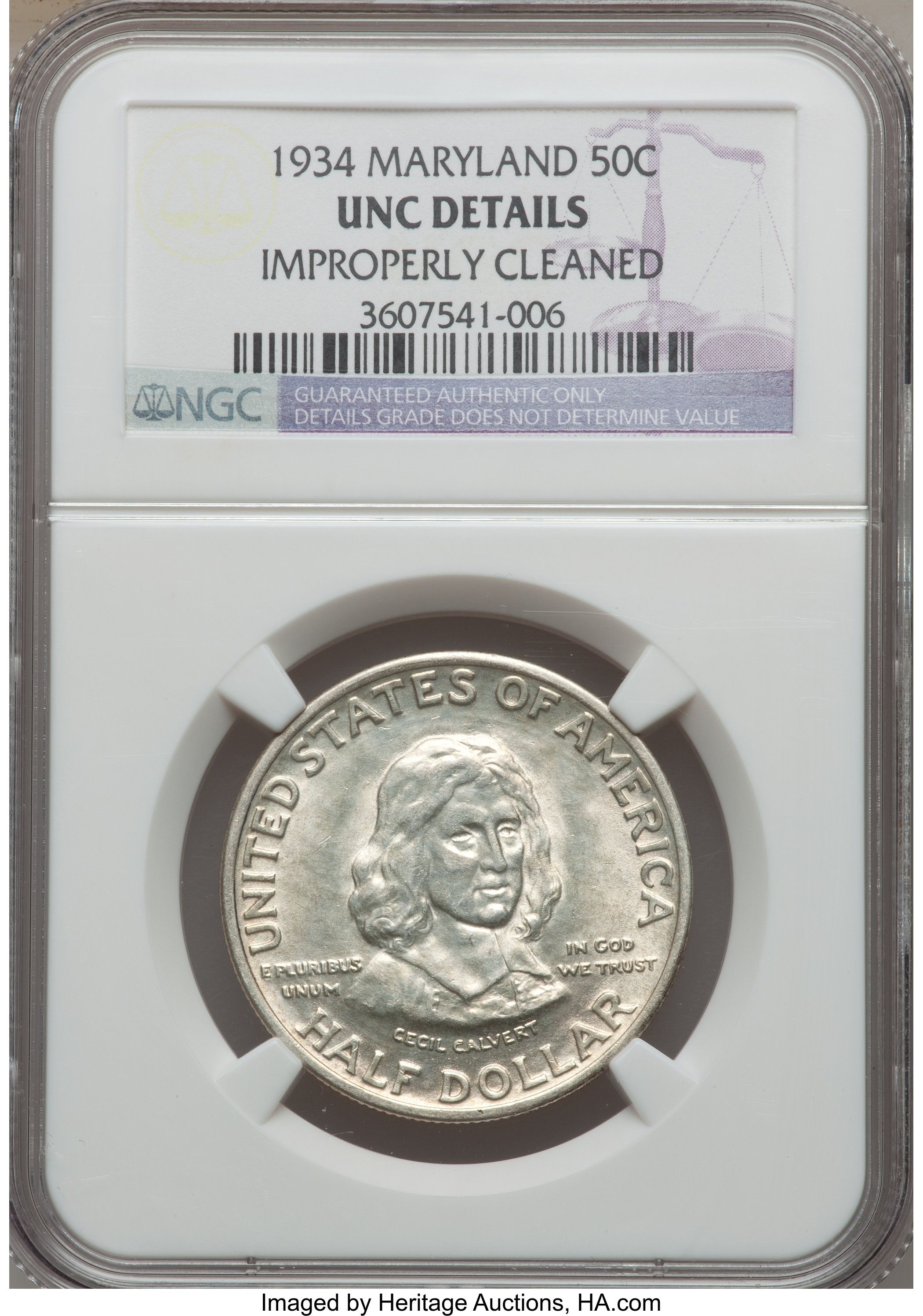 1934 50C Maryland -- Improperly Cleaned -- NGC Details. UNC. NGC Census: (0/0). PCGS Population (0/0). Mintage: 25,015....