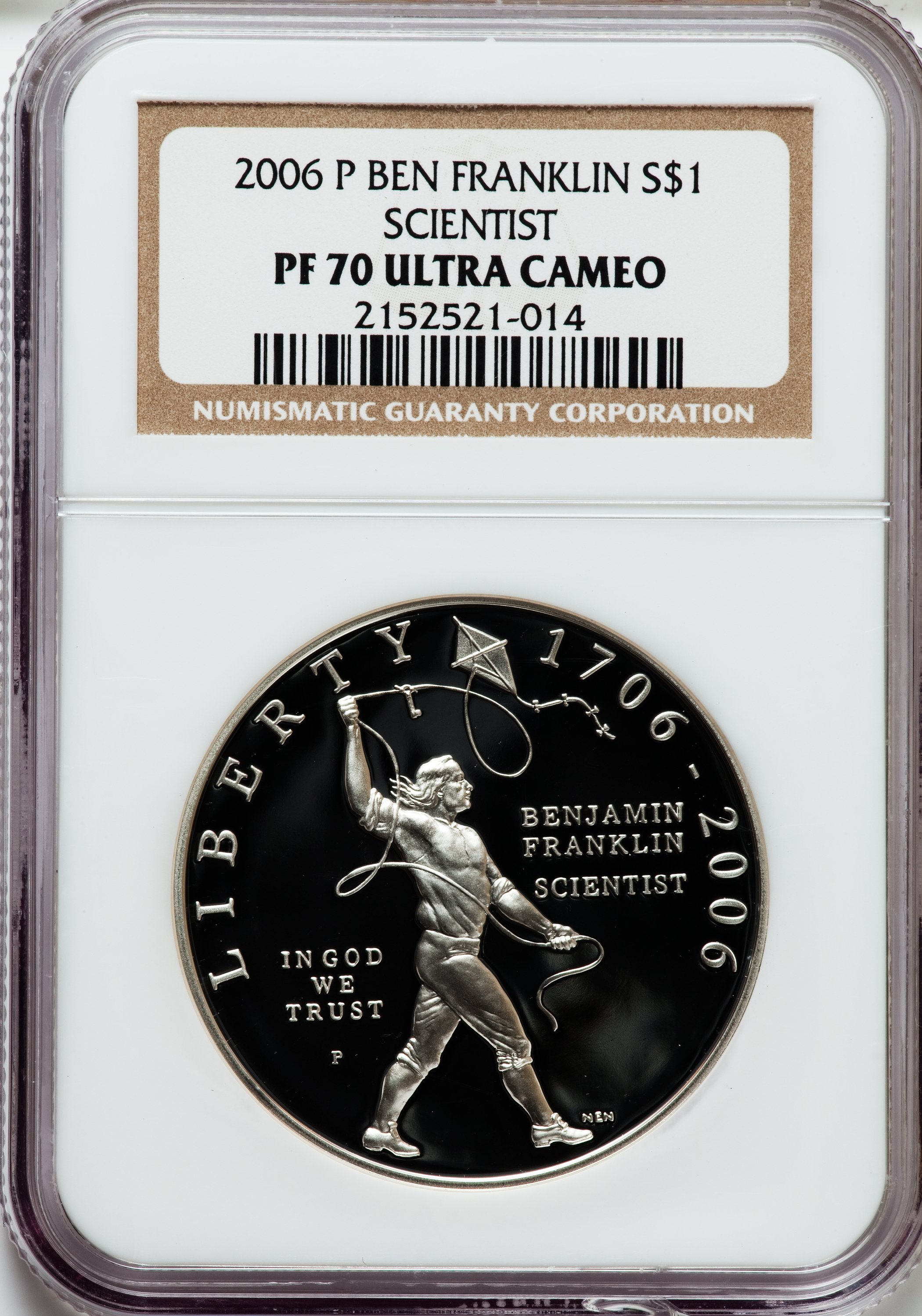 2006-P $1 Ben Franklin, Scientist PR70 Ultra Cameo NGC. NGC Census: (4062). PCGS Population (271). Numismedia Wsl. Price f...