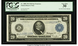 image for: Fr. 1009 $20 1914 Federal Reserve Note PCGS Very Fine 30....