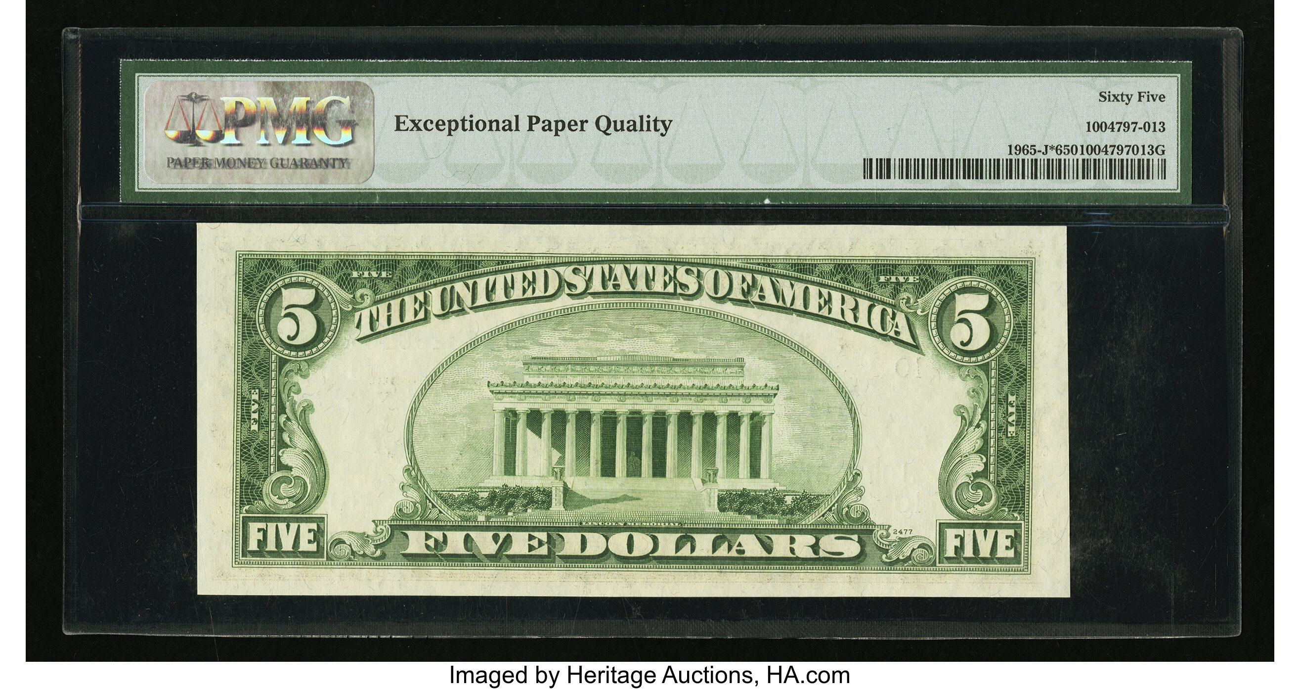 image for: Fr. 1965-J* $5 1950D Federal Reserve Note. PCGS Gem New 65PPQ....