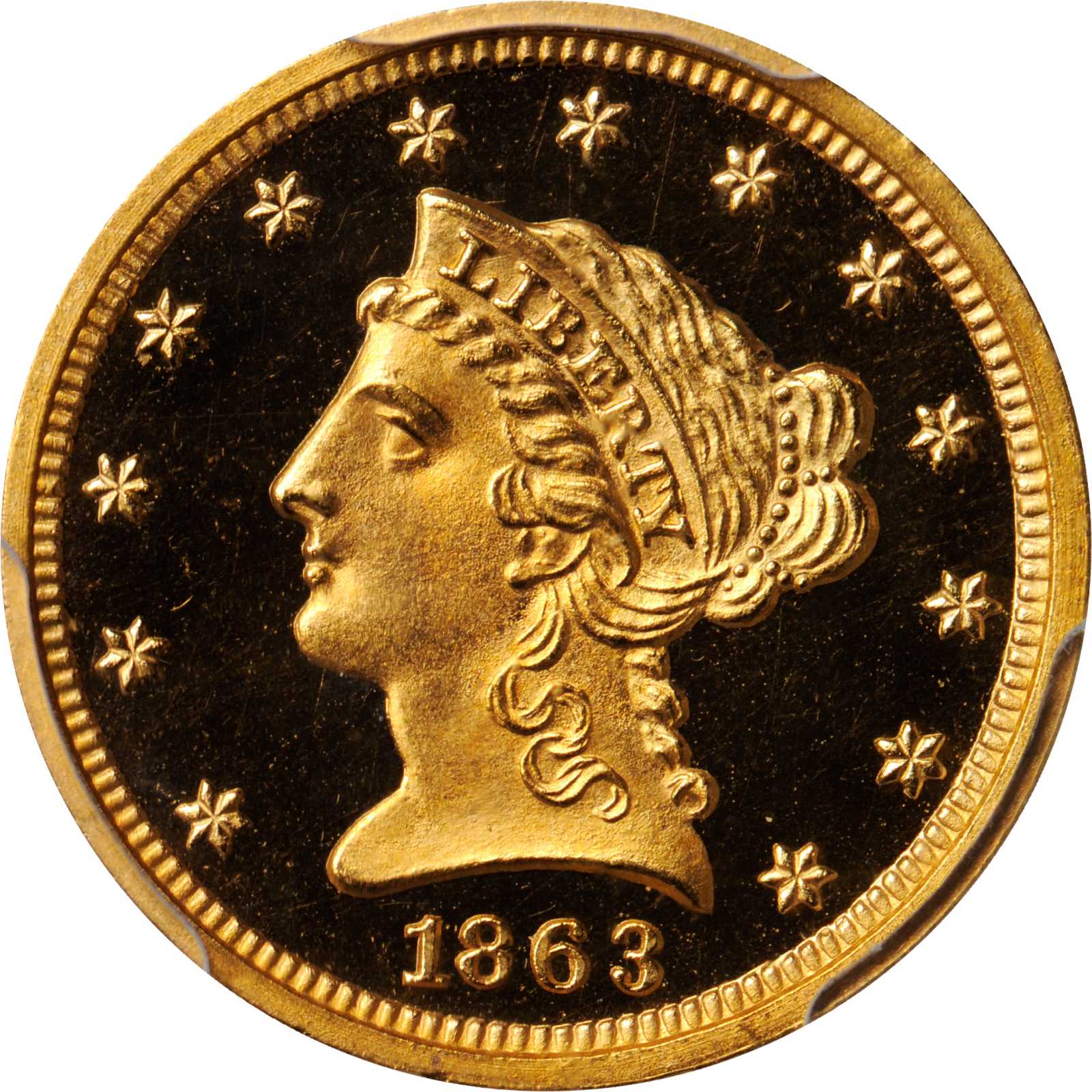 image for: 1863 Liberty Quarter Eagle. Proof-66 Deep Cameo (PCGS). CAC.