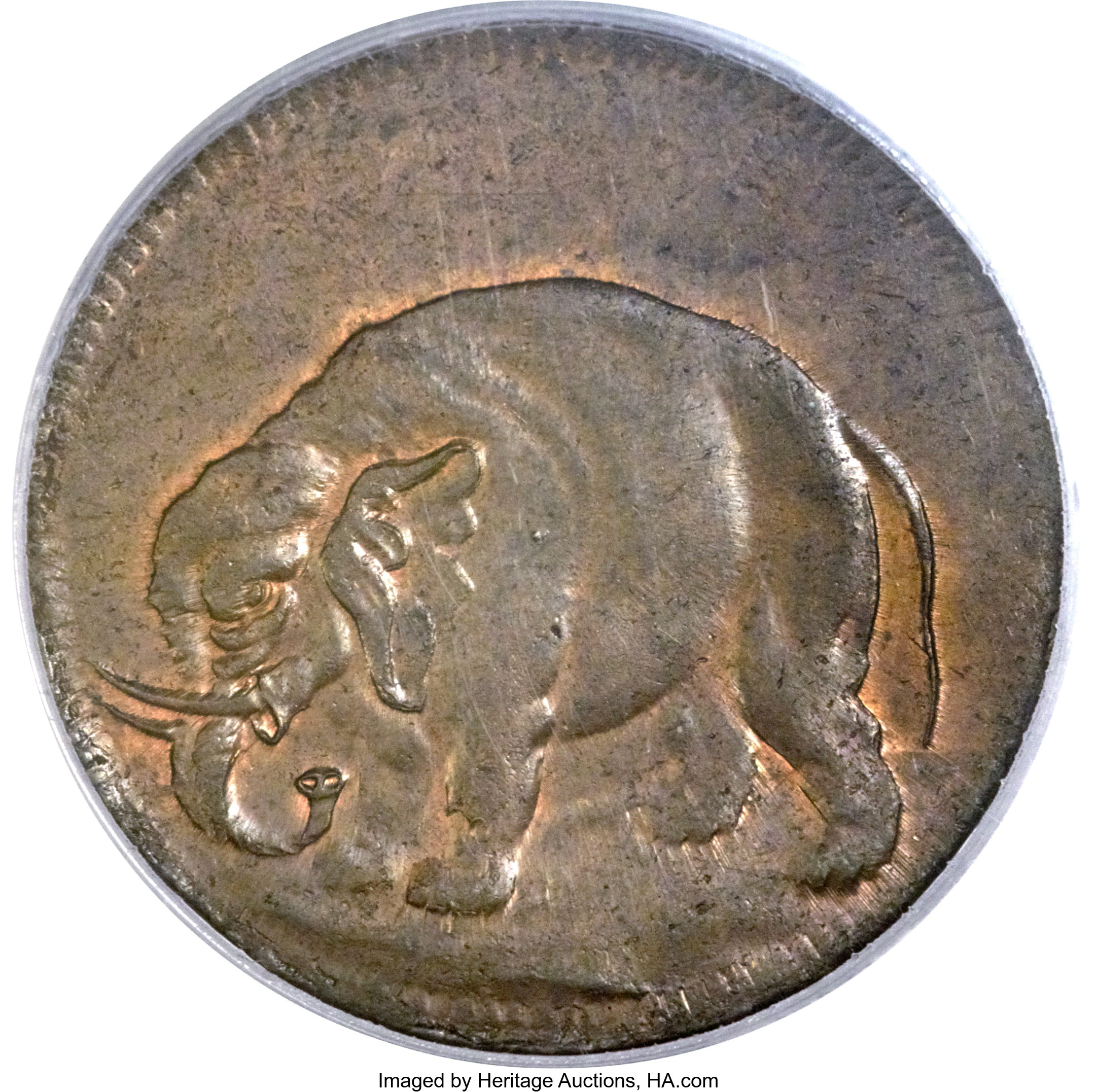 image for: (1694) TOKEN London Elephant Token, Thick Planchet MS65 Red and Brown PCGS. Hodder-2-B, W-12040, R.2....
