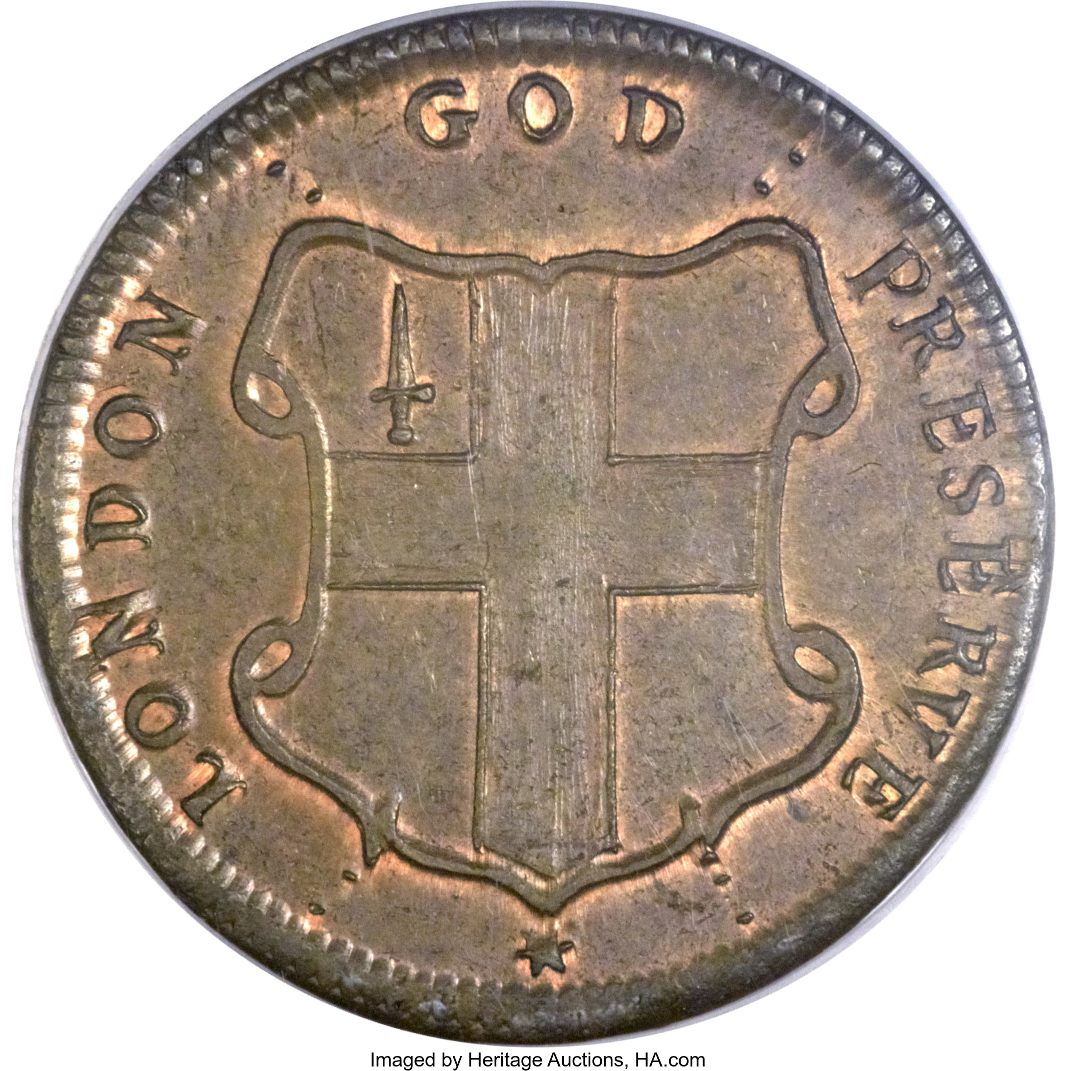 image for: (1694) TOKEN London Elephant Token, Thick Planchet MS65 Red and Brown PCGS. Hodder-2-B, W-12040, R.2....