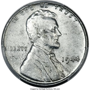 image for: 1944 1C -- Struck on a Zinc-Coated Steel Planchet -- AU58 PCGS....