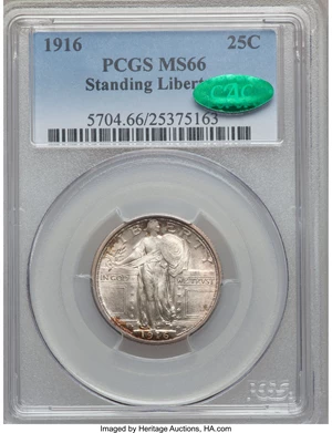 image for: 1916 25C MS66 PCGS. CAC....