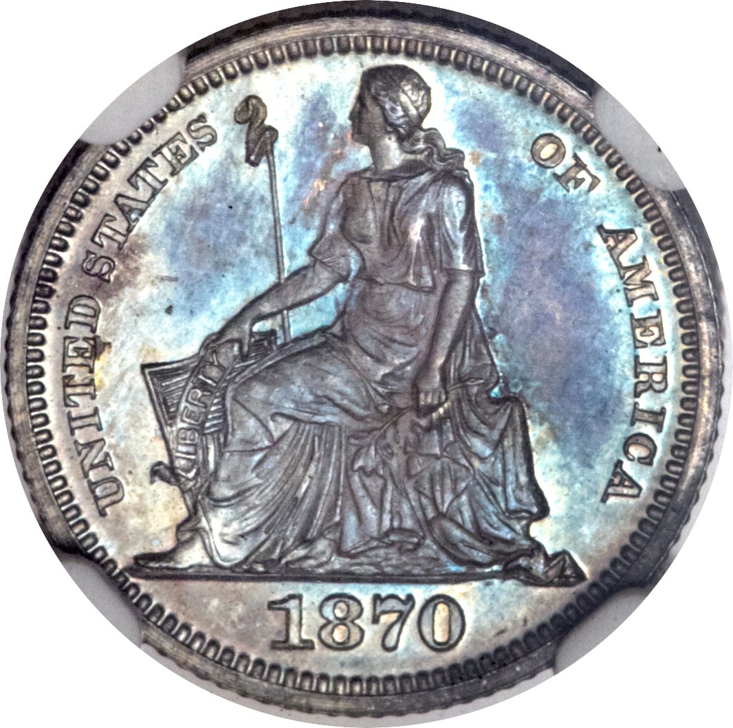 image for: 1870 H10C Half Dime, Judd-815, Pollock-904, Low R.7, PR67 NGC. CAC....