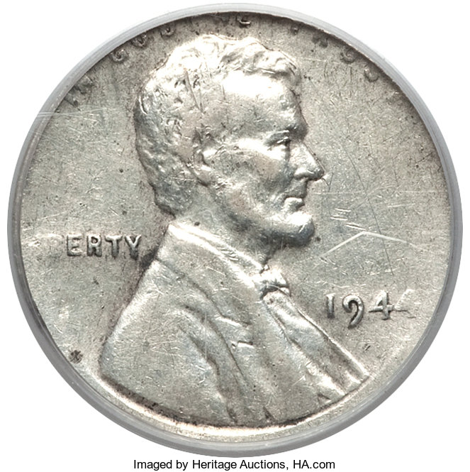 1944 1C Lincoln Cent -- Struck on a Silver Dime Planchet -- XF40 PCGS. ...