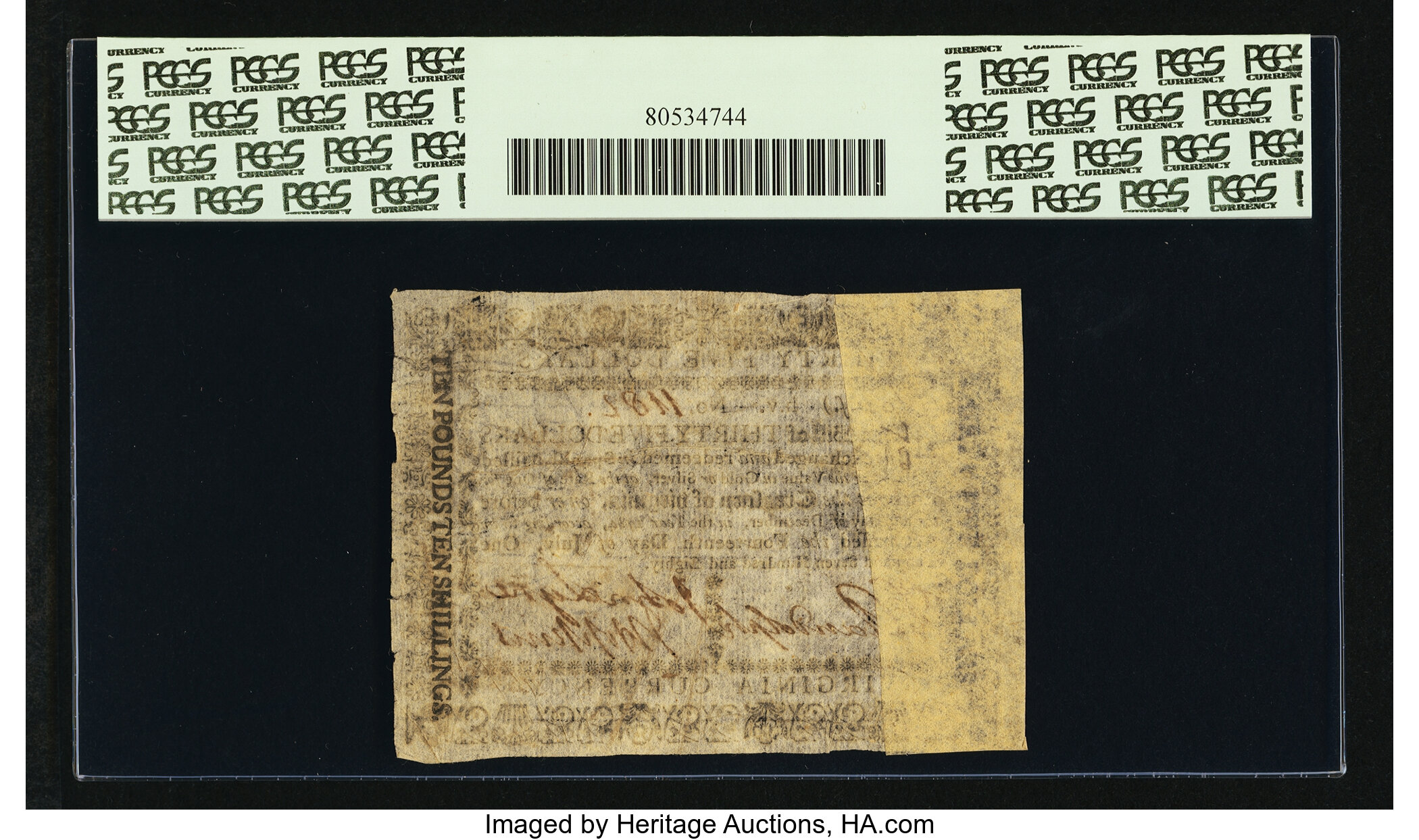 image for: Virginia July 14, 1780 $35 PCGS Apparent Very Fine 35....