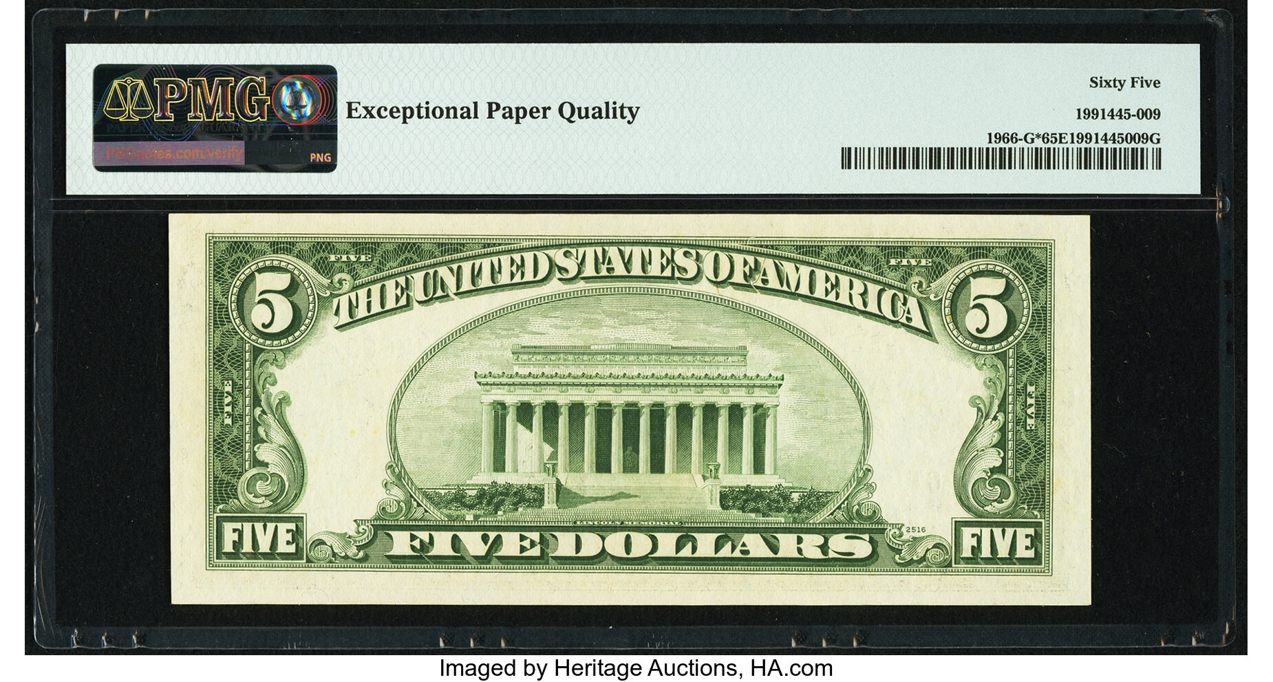 image for: Fr. 1966-G* $5 1950E Federal Reserve Note. PMG Gem Uncirculated 65 EPQ....