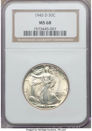 image for: 1945-D 50C MS68 NGC....