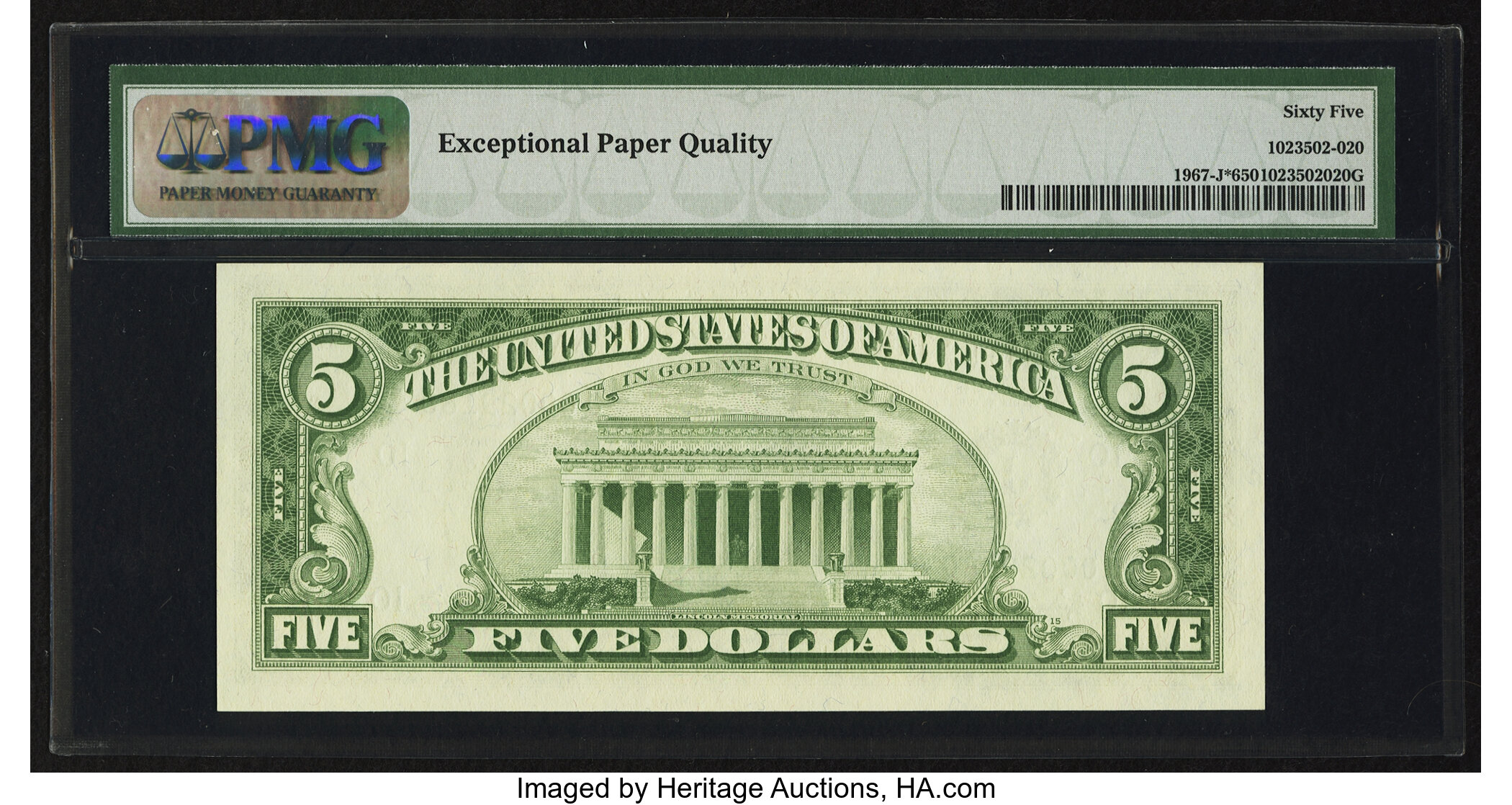 image for: Fr. 1967-J* $5 1963 Federal Reserve Star Note. PMG Gem Uncirculated 65 EPQ....