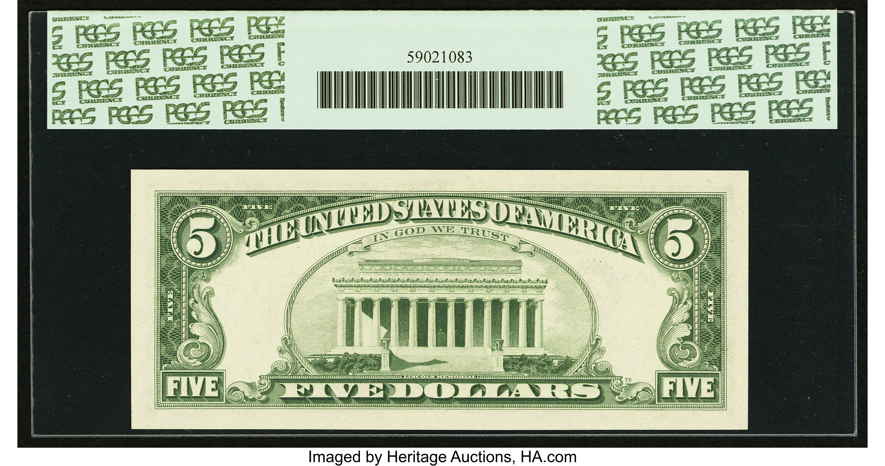 image for: Fr. 1969-J $5 1969 Low Serial Number Federal Reserve Note. PCGS Superb Gem New 67PPQ....