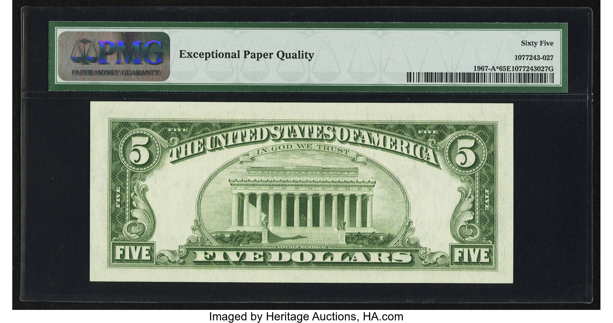image for: Fr. 1967-A* $5 1963 Federal Reserve Star Note. PMG Gem Uncirculated 65 EPQ....