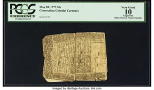 image for: Connecticut May 10, 1775 10s PCGS Apparent Very Good 10....