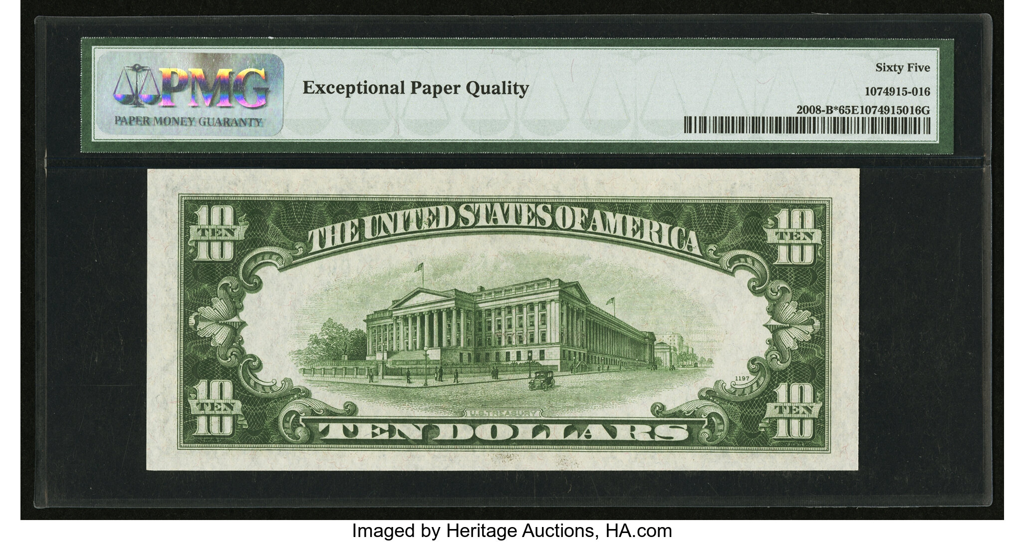 image for: Fr. 2008-B* $10 1934C Wide Federal Reserve Star Note. PMG Gem Uncirculated 65 EPQ....