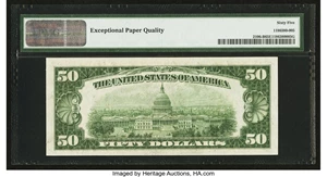 image for: Fr. 2106-B $50 1934D Mule Federal Reserve Note. PMG Gem Uncirculated 65 EPQ....