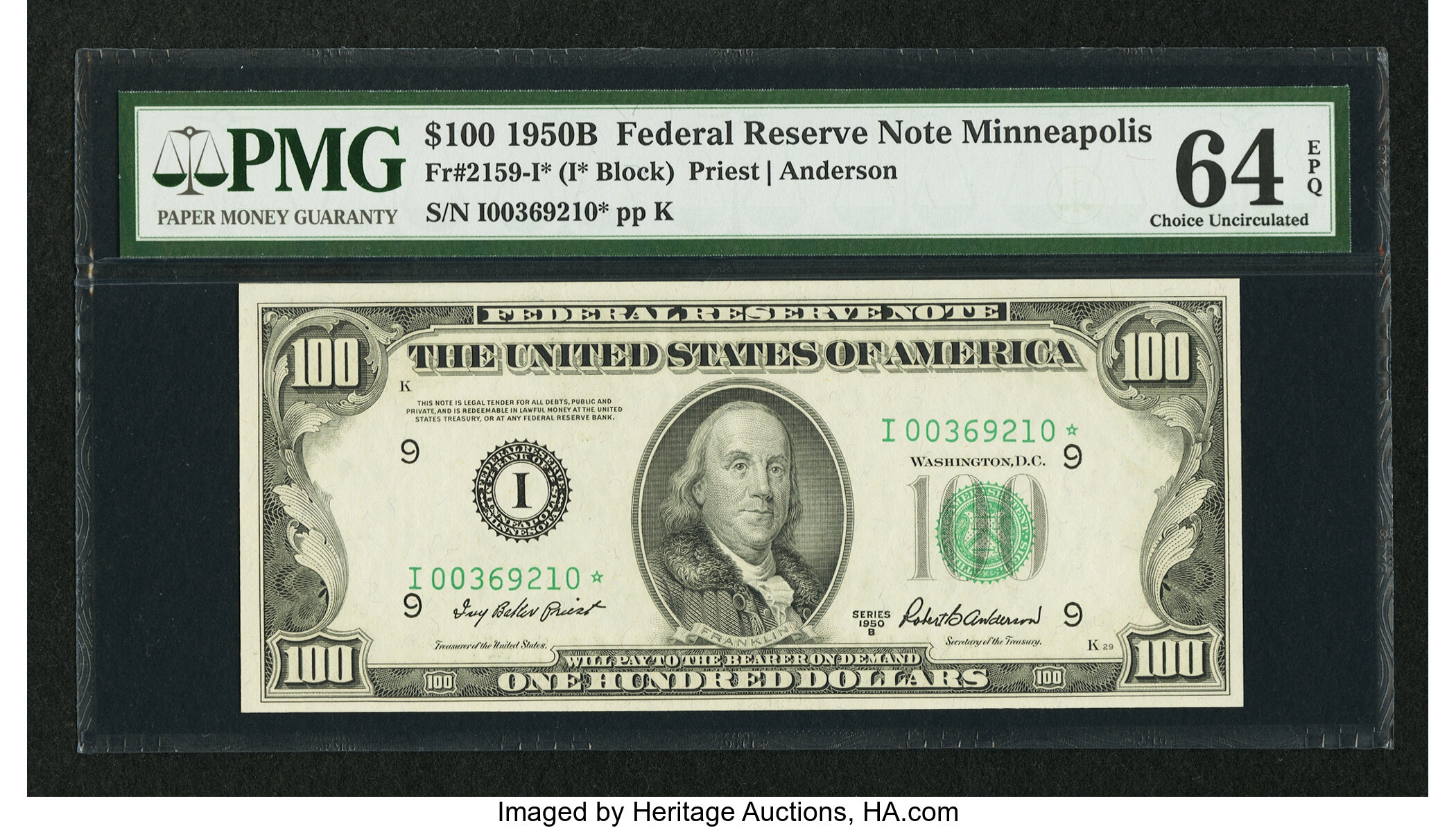 image for: Fr. 2159-I* $100 1950B Federal Reserve Note. PMG Choice Uncirculated 64 EPQ....
