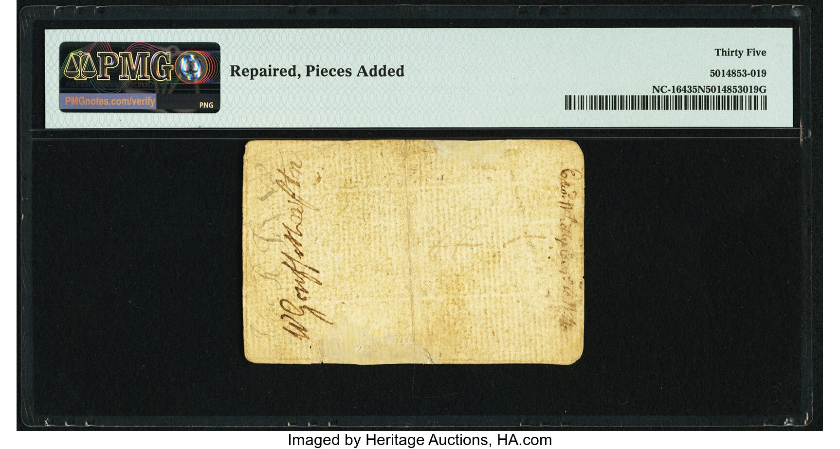 image for: North Carolina April 2, 1776 $7 ½ Flag Fr. NC-164 PMG Choice Very Fine 35 Net....