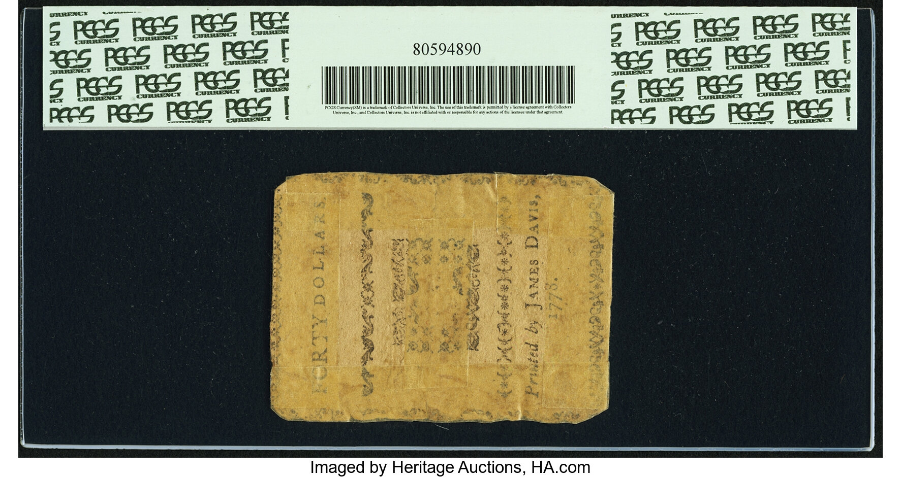 image for: North Carolina August 8, 1778 $40 Freedom of Speech... Fr. NC-180 Apparent PCGS Very Fine 20....