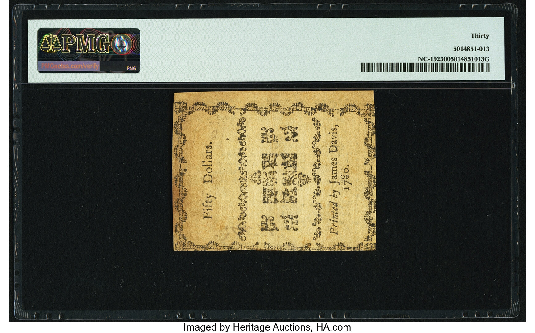 image for: North Carolina May 10, 1780 $50 Fundamentum ... Fr. NC-192 PMG Very Fine 30....