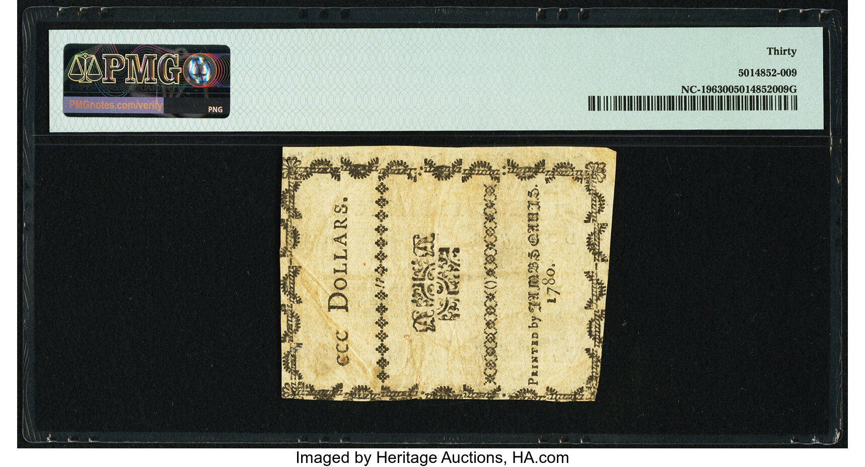 image for: North Carolina May 10, 1780 $300 Aut nunquam ... Fr. NC-196 PMG Very Fine 30....