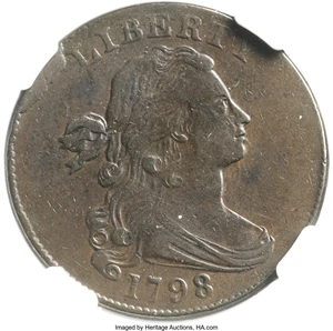 image for: 1798 1C Second Hair Style, S-171, B-30, R.4 AU53 NGC....