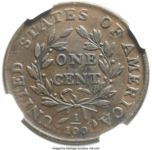 image for: 1798 1C Second Hair Style, S-171, B-30, R.4 AU53 NGC....