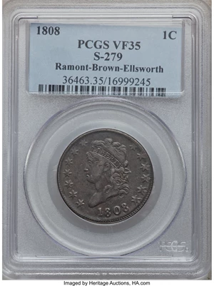 image for: 1808 1C S-279, B-3, R.1 VF35 PCGS....