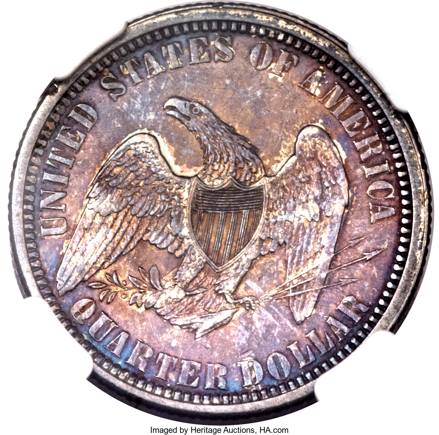 image for: 1865 25C Quarter Dollar, Judd-423, Pollock-495, Low R.7, PR62 NGC....