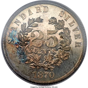 image for: 1870 25C Standard Silver Quarter Dollar, Judd-912, Pollock-1008, High R.6, PR66 Cameo PCGS. CAC....