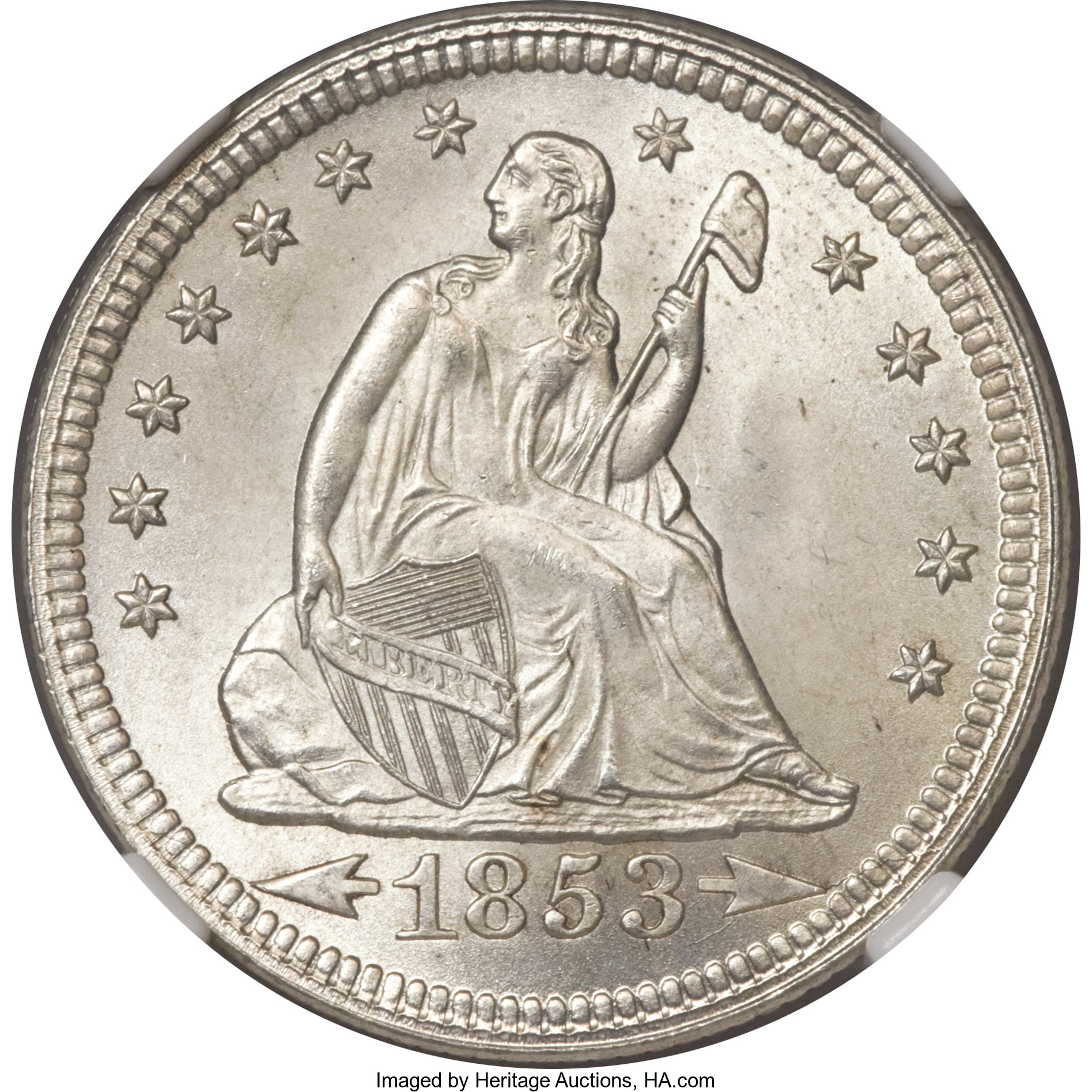 1853 25c Arrows & Rays MS - Liberty Seated Quarters