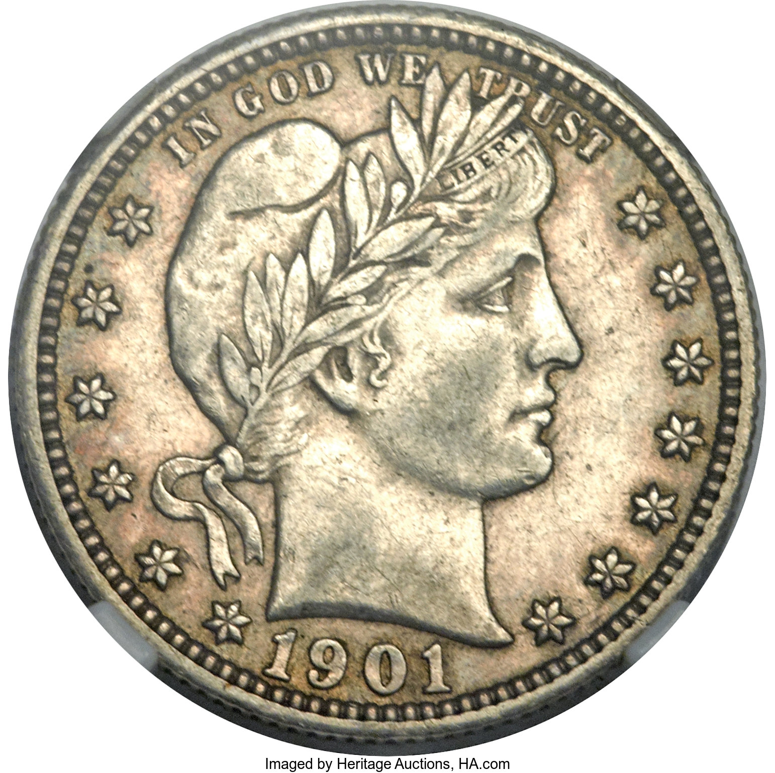 1901-S 25C AU53 NGC. ...
