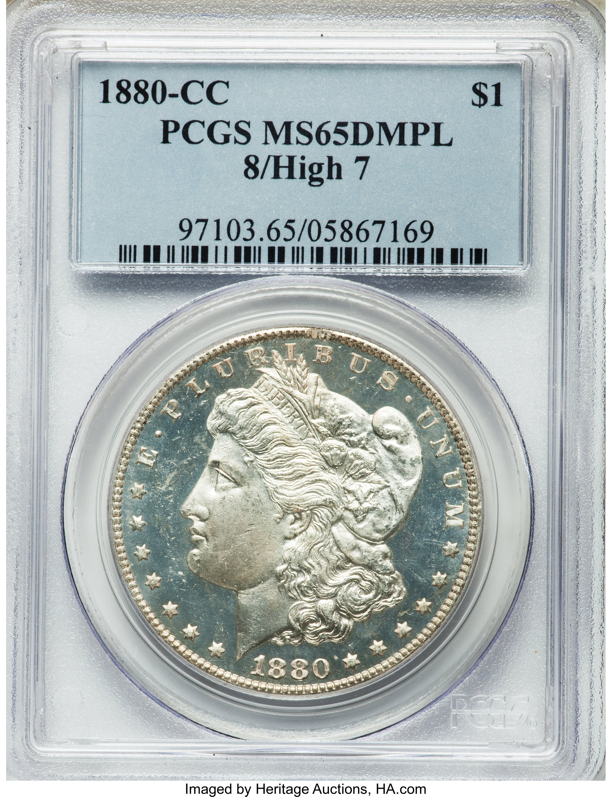 1880-CC $1  8/High 7 MS DMPL MS65 DMPL thumbnail 11