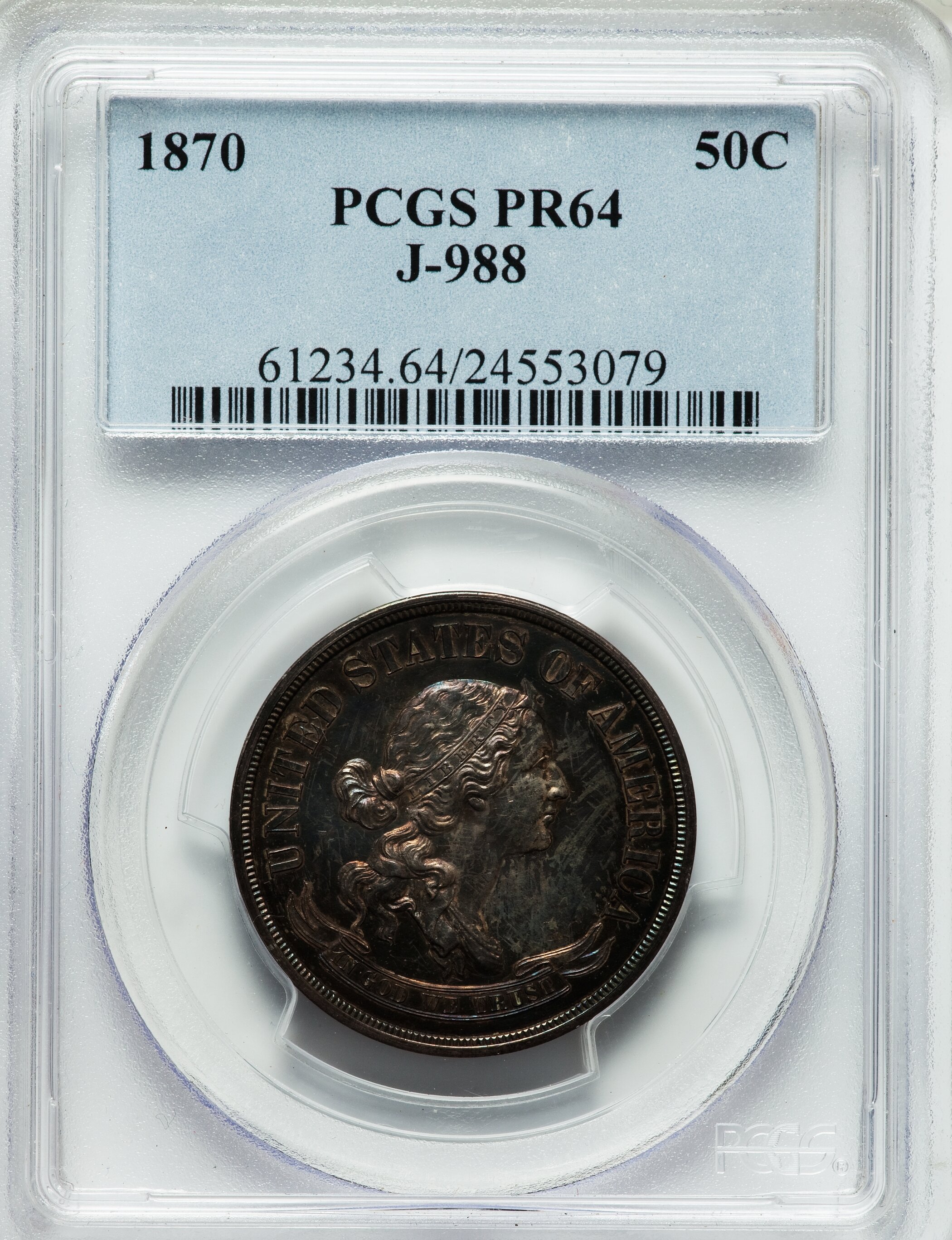 image for: 1870 50C Standard Silver Half Dollar, Judd-988, Pollock-1117, High R.7, PR64 PCGS....