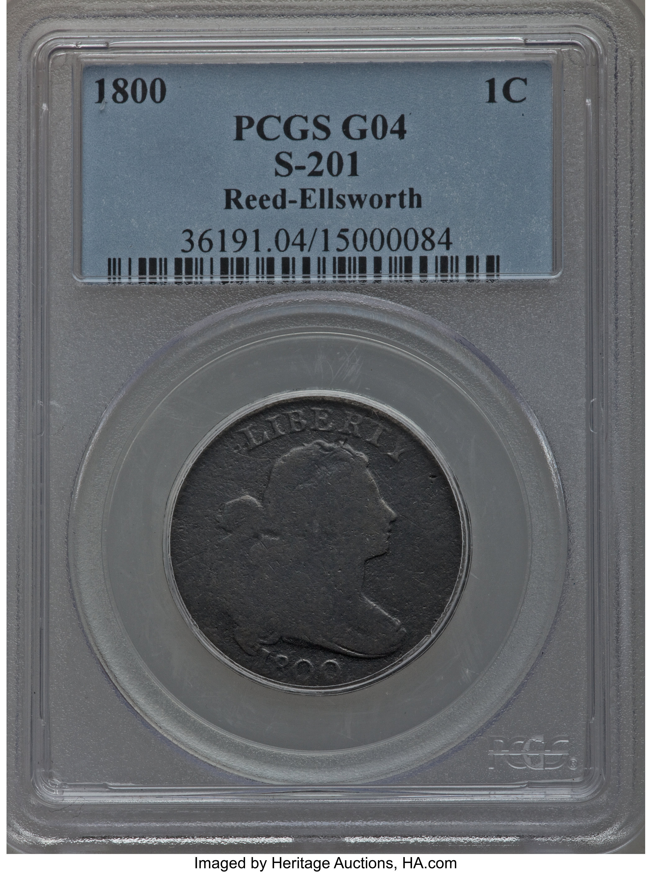 image for: 1800 1C S-201, B-17, High R.4 Good 4 PCGS. Middle die state. Breen Die State IV. Our EAC grade Good 4.Purchased fro...
