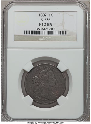 image for: 1802 1C S-236, B-16, R.1 Fine 12 NGC. NGC Census: (0/0). PCGS Population (1/3).From The Joan Carroll Collection....
